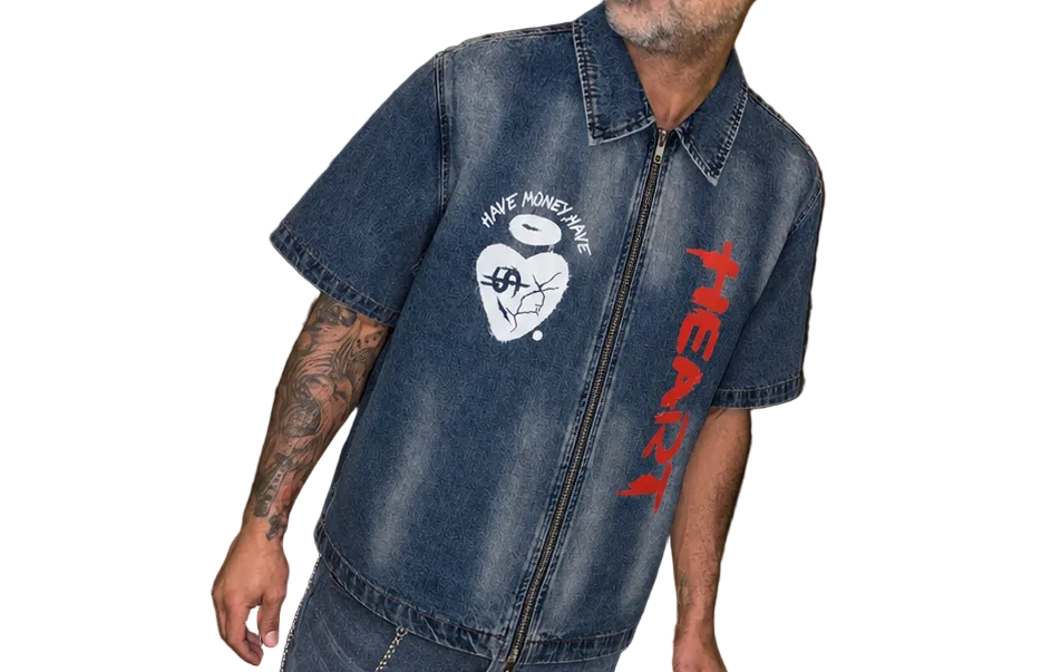 Unisex Full-Zip Denim Shirt