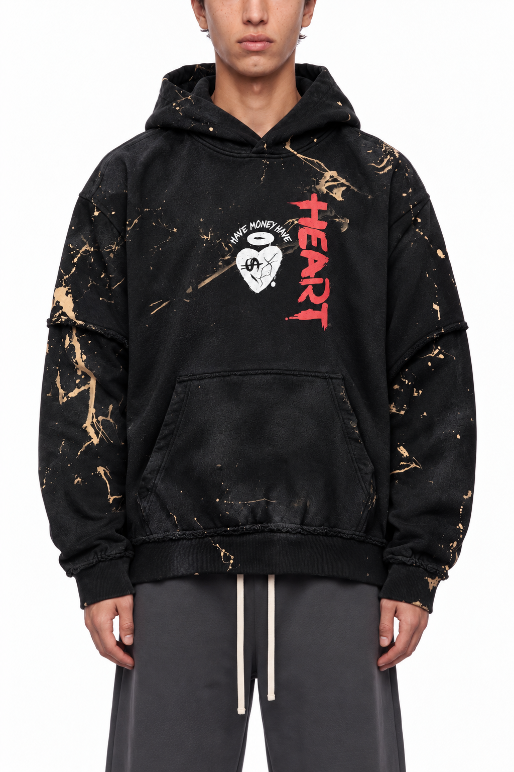 Have $ Have Heart Raw Edge Double Layered Hoodie