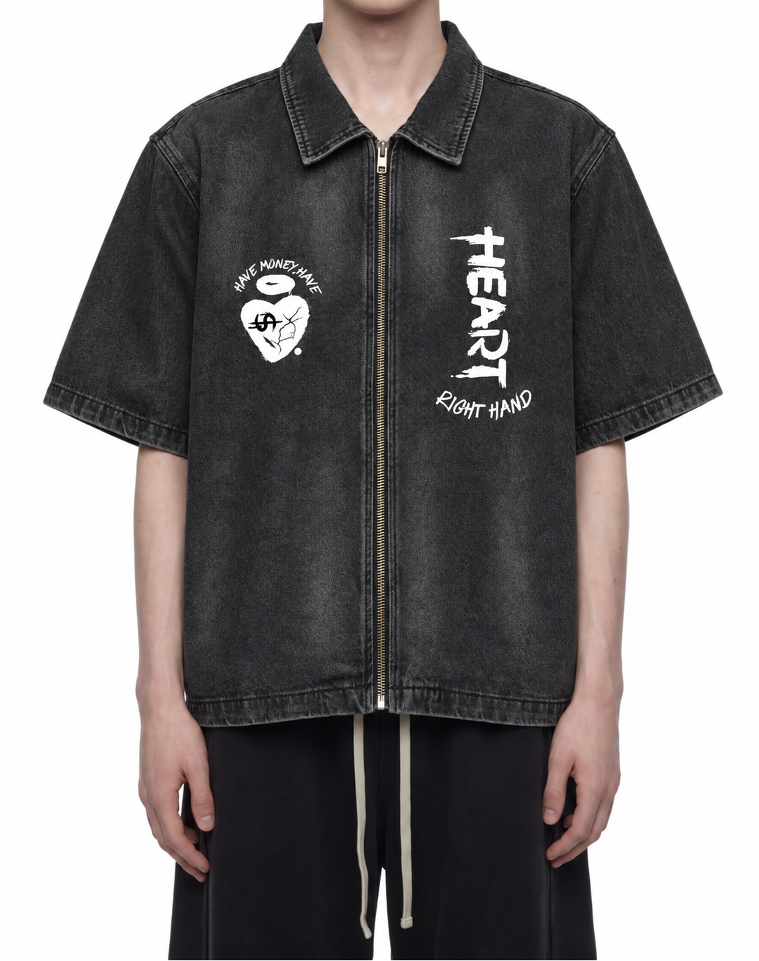 Have $ Have Heart Black Full-Zip Denim Shirt