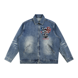 Vintage Wash Zip Up Denim Jacket